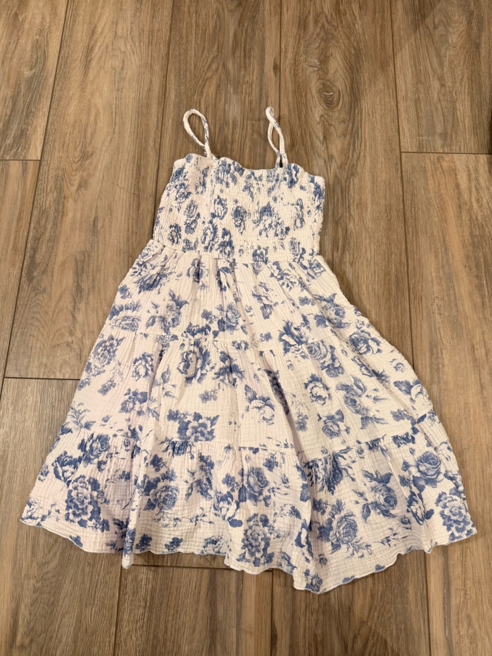 Flowers by Zoe White and Blue Floral Smocked Camisole